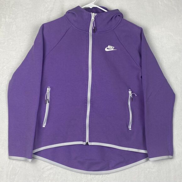 Nike Tech Zip Up Sweater Womens Small Purple Cape Hoodie Swoosh Logo Pockets - Picture 2 of 15